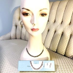 Touchstone Crystal Silver Night Full Swing Pendant and Earrings Set